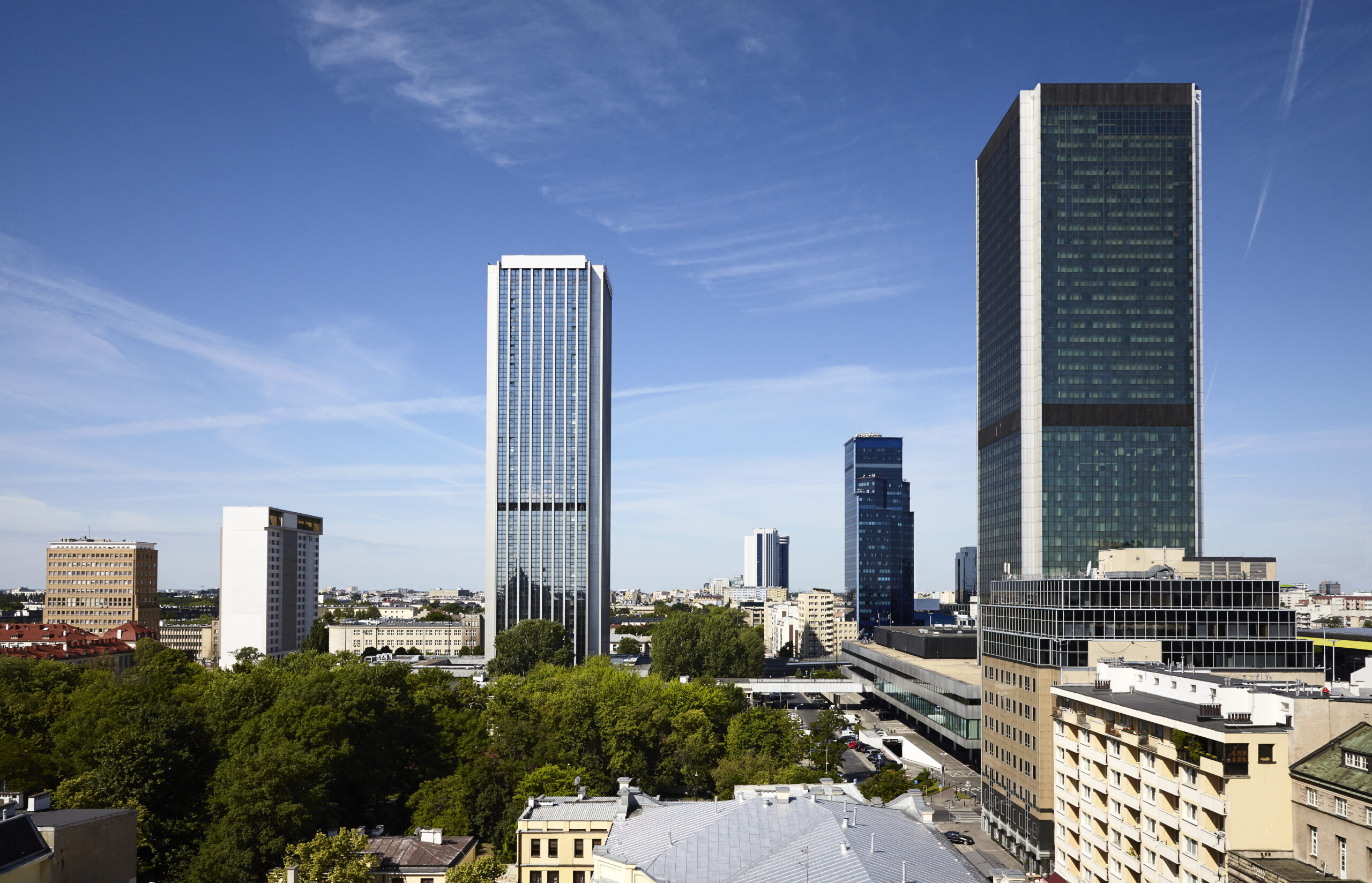 Old style skyscrapers at warsaw, poland